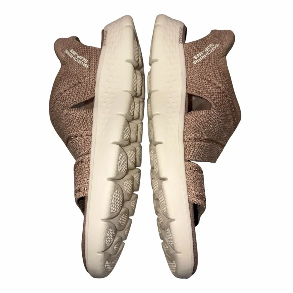 Skechers Slip-ins Taupe Go Walk Flex Belle Sandal Shoes size 7